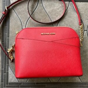 MICHAEL KORS Jet Set Travel Medium Logo Dome Crossbody Bag FLAME COLOR